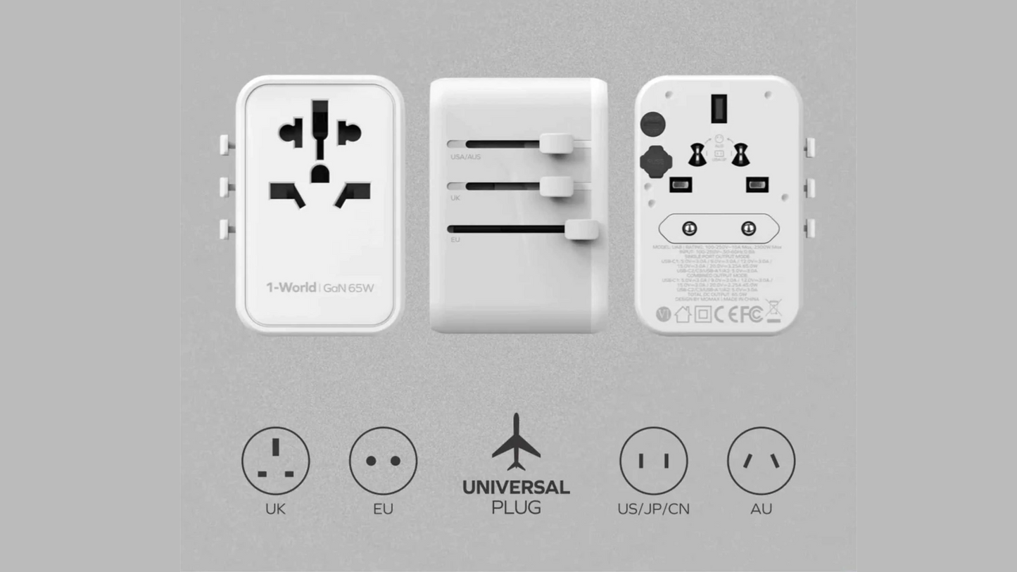 Mophie Essential 通用旅行轉插 旅行充電器 - 70W