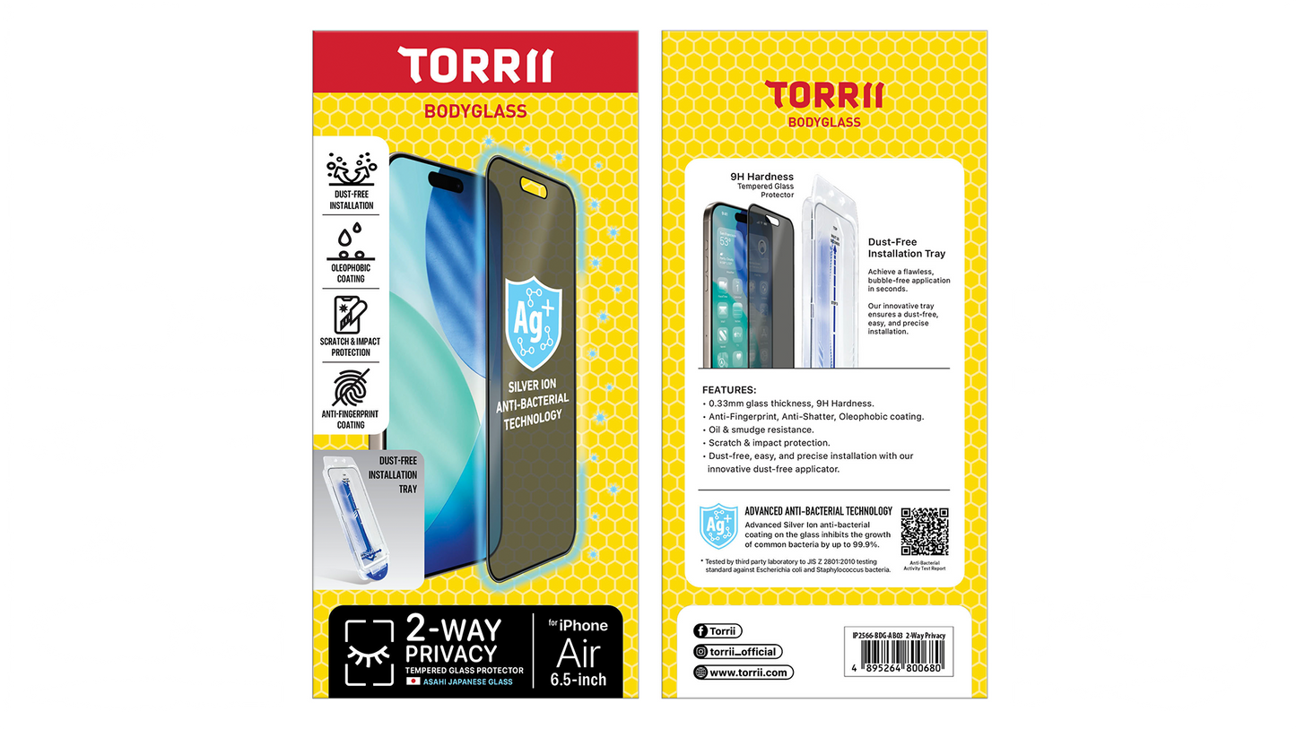 Torrii - iPhone 17 Air【四向防窺 /雙向防窺 /全覆蓋】抗菌手機保護貼