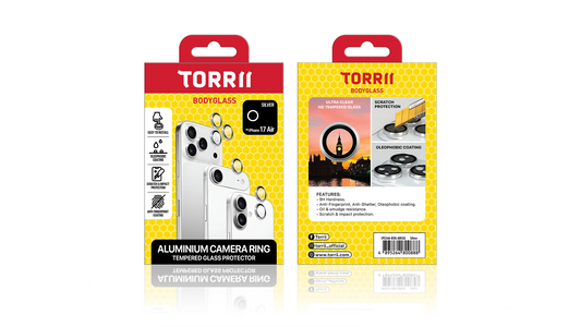 Torrii - iPhone 17 系列 BODYGLASS 鋁合金鏡頭環 (銀色/黑色)