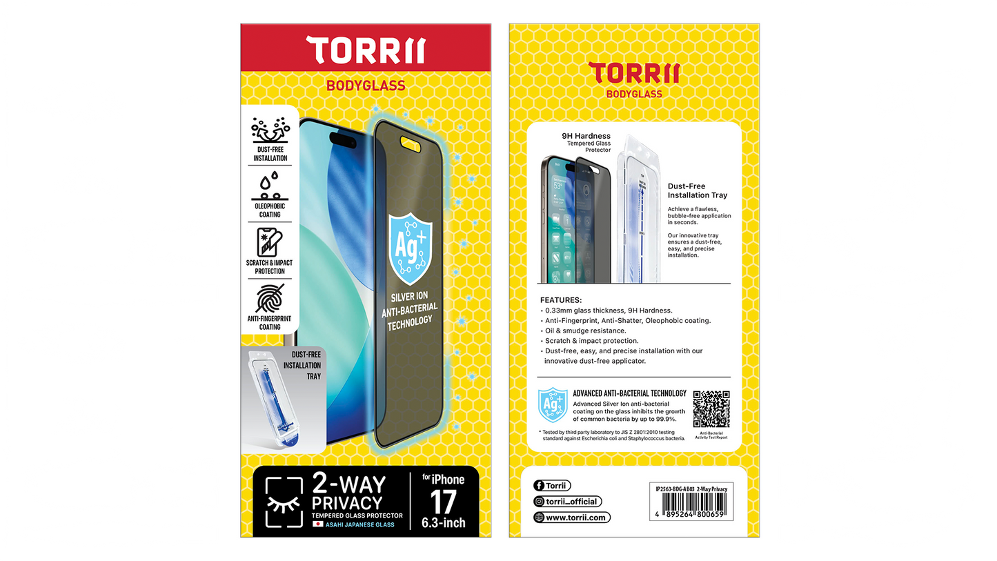 Torrii - iPhone 17【四向防窺 /雙向防窺 /全覆蓋】抗菌手機保護貼