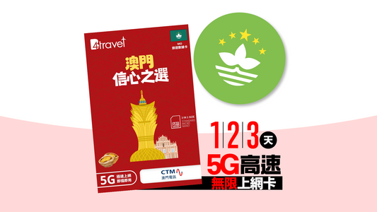 B4travel 澳門 1/2/3天 5G 高速．無限旅遊上網卡