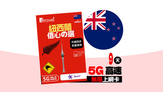 B4travel 紐西蘭 9天 10GB 5G 無限上網卡